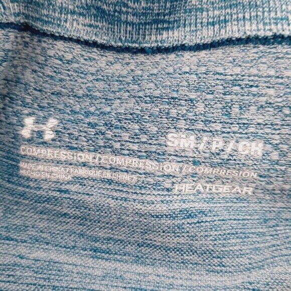 UNDER ARMOUR HeatGear Compression Crop Athletic Leggings Melange Blue Sz S - Picture 13 of 15